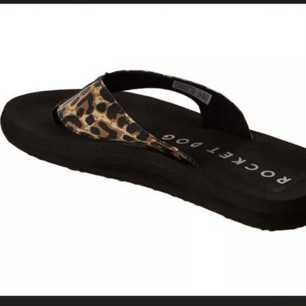 Rocket Dog Spotlight Kids Leopard Print Cotton Thong Flip Flop Sandal Size 12